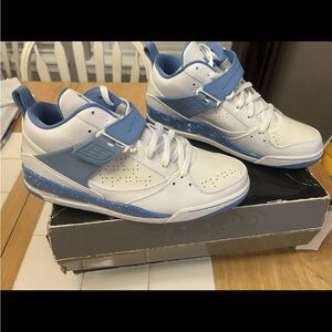 White and Blue High-Top Sneakers